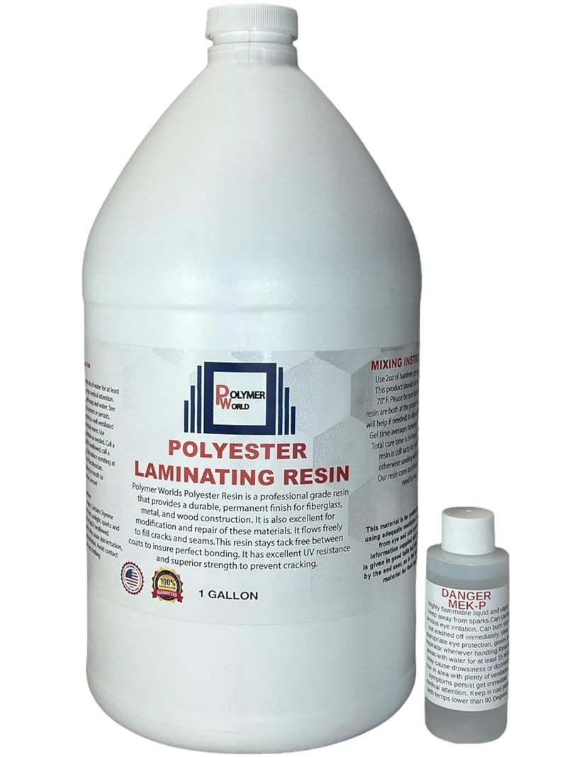 Polymer World - Polyester Resin 1-10 Gallon Kit with MEKP for Boats, Cars, Surfboard, RV, Pools,Canoes, Jetskis, Watercrafts (1, 1 Gallon) - Image 1
